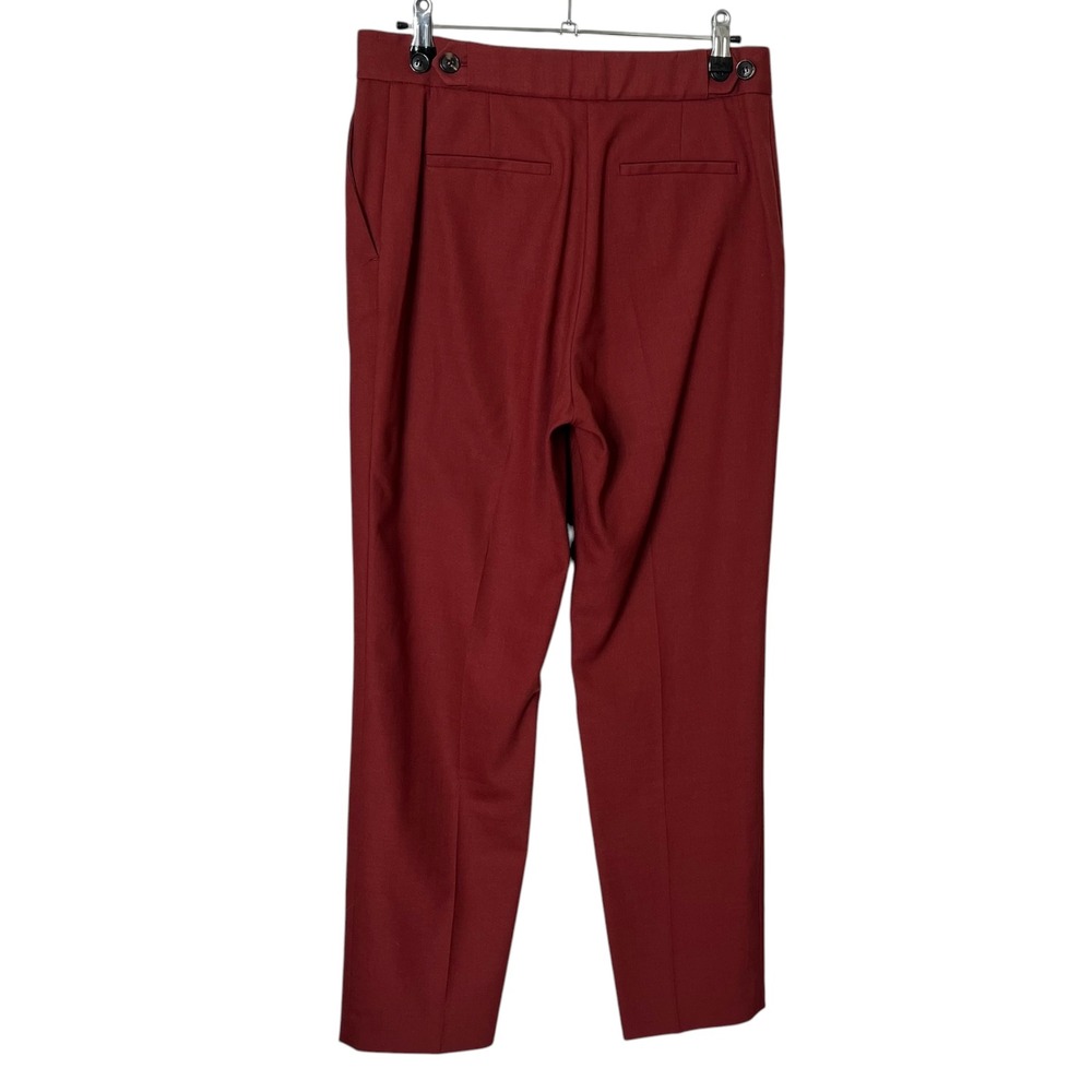 Reiss Eleanor Trousers Women's Size 6 Red Wool Blend Tapered Office Pants Career - Picture 3 of 12